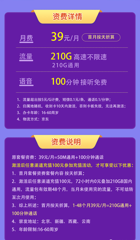 联通天谐卡 39元月租203G通用流量+100分钟 第1张 联通天谐卡 39元月租203G通用流量+100分钟 第1张