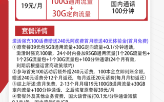 电信凝安卡 19元月租含100G通用+30G定向+100分钟语音【低月租】