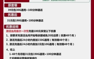 联通如水卡31元包190G通用+100分钟套餐介绍