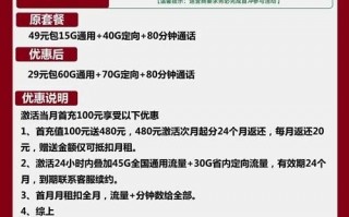 联通畅通卡29元包60G通用+70G定向+80分钟