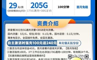 广东电信星卡29元205G流量+100分钟通话介绍